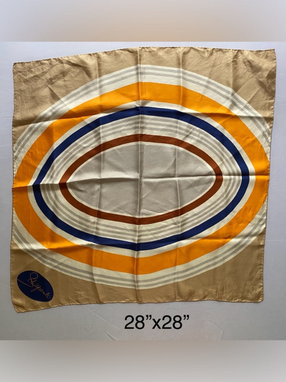 Vintage Schiaparelli Silk Scarf 28”x28”